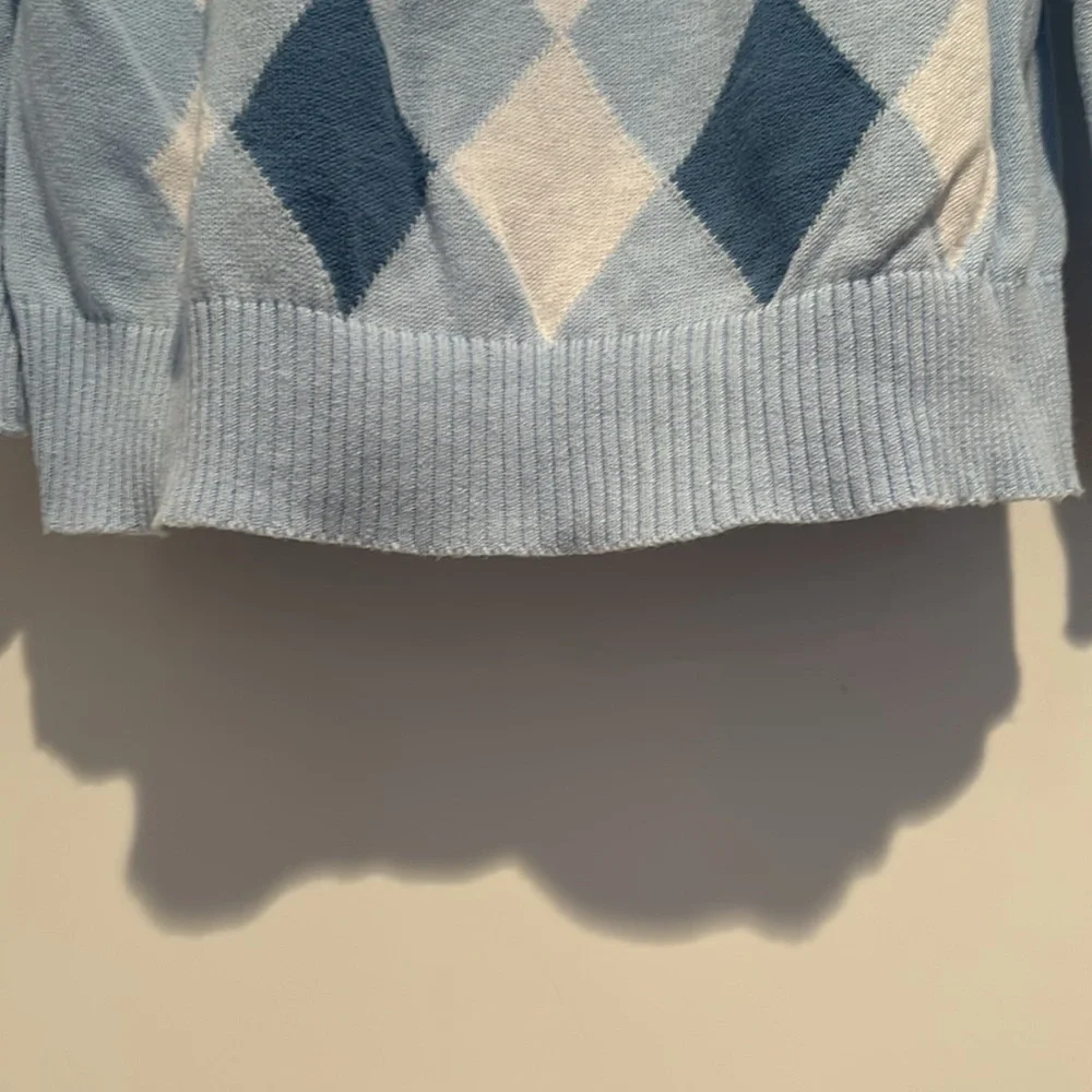 The Children’s Place 1/4 zip blue argyle long sleeve sweater in size S (5/6)